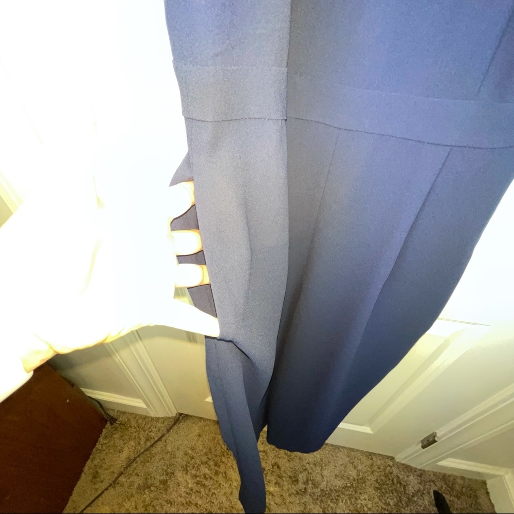 NEW J Crew Ruffle Sleeve Navy Wide Leg Jumpsuit - Picture 6 of 14